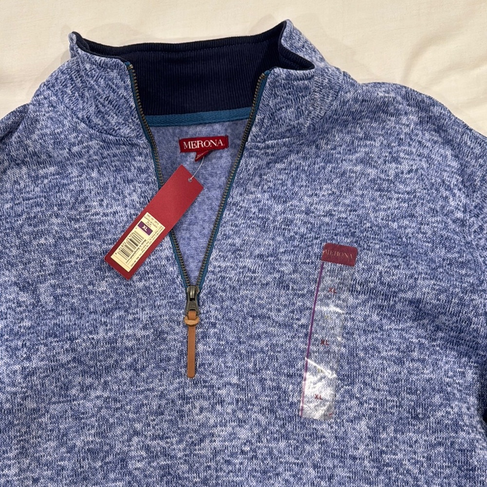 Merona Blue Zip Up Sweater with Textured Knit